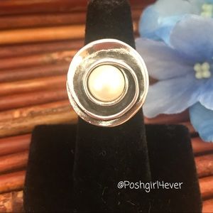 Silpada Sterling & Pearl Ring Size 6